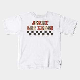 Jerry Lee Lewis Checkered Retro Groovy Style Kids T-Shirt